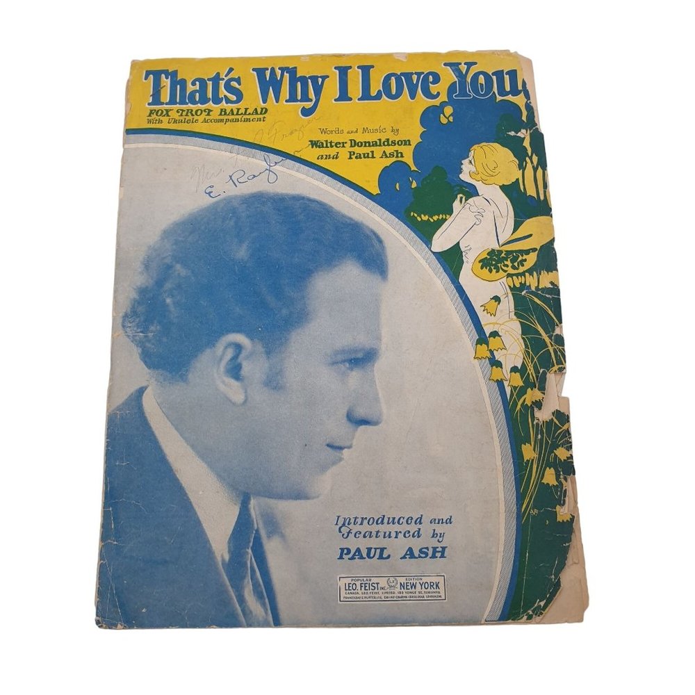Vintage Sheet Music 1926 Thats Why I Love You Piano Voice Ukulele